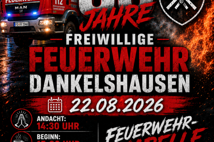 Einladung zum 80. Jubiläum der Freiwilligen Feuerwehr Dankelshausen